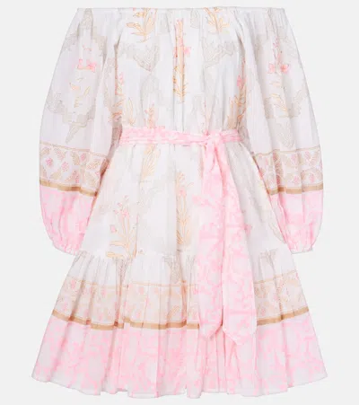Juliet Dunn Printed Off-shoulder Cotton Minidress In Multi