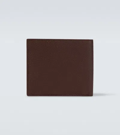 Prada Logo Bi-fold Leather Wallet In Brown