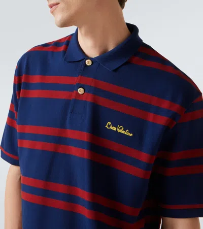 Valentino Striped Polo Shirt Regular Collar In Blue
