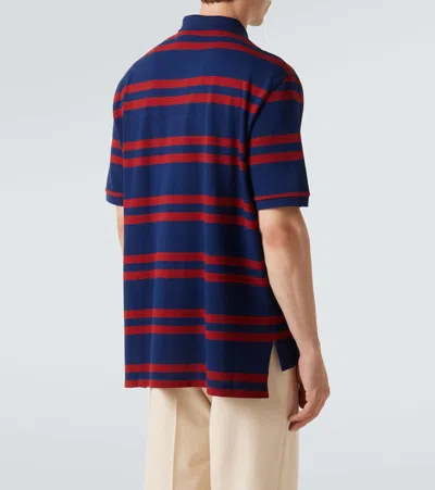 Valentino Striped Polo Shirt Regular Collar In Blue