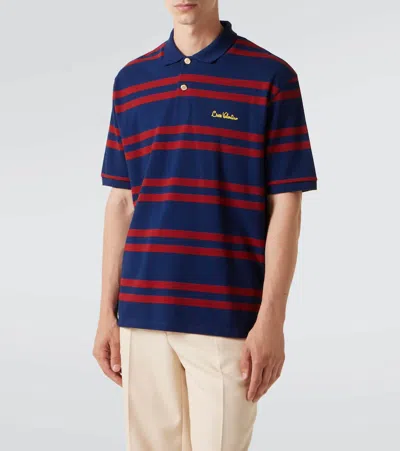 Valentino Striped Polo Shirt Regular Collar In Blue