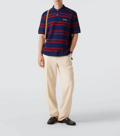 Valentino Striped Polo Shirt Regular Collar In Blue