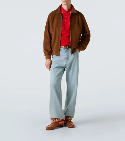 Valentino Vlogo Patch Cotton Piqué Polo Shirt In Red