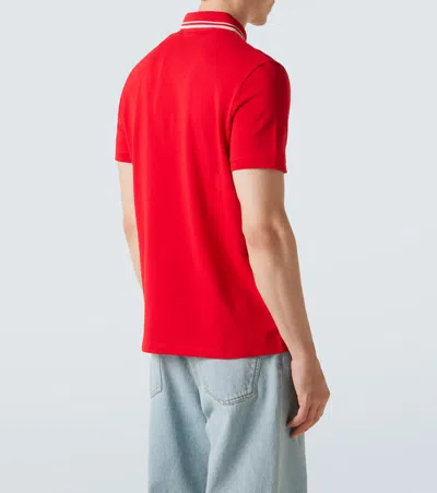 Valentino Vlogo Patch Cotton Piqué Polo Shirt In Red