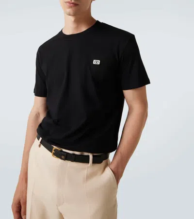 Valentino Cotton T-shirt With Vlogo Patch In Black