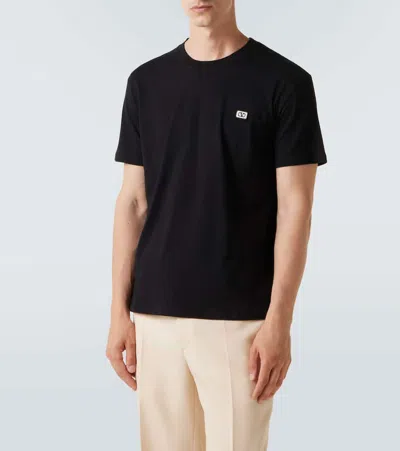 Valentino Cotton T-shirt With Vlogo Patch In Black