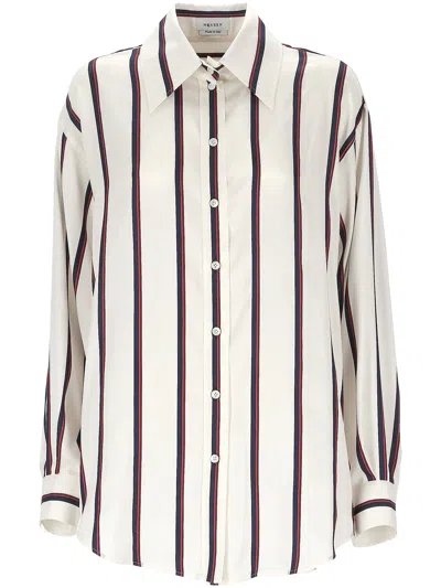 Alexander Mcqueen Alexander Mc Queen Ivory Navy Burgundy Striped Shirt In White