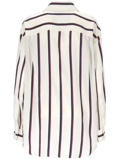 Alexander Mcqueen Alexander Mc Queen Ivory Navy Burgundy Striped Shirt In White