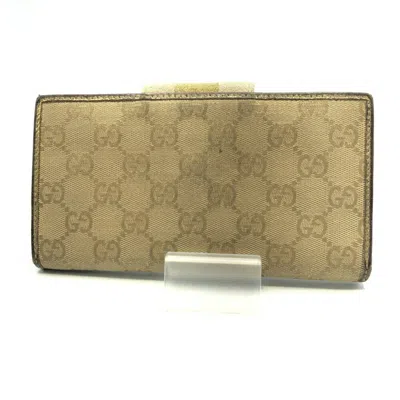 Pre-owned Gucci Beige Gg Canvas Leather Long Wallet (bi-fold) ()