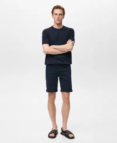 Mango Denim Bermuda Shorts In Blue