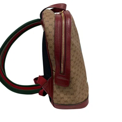 Pre-owned Gucci Beige Red Color Gg Supreme Backpack ()