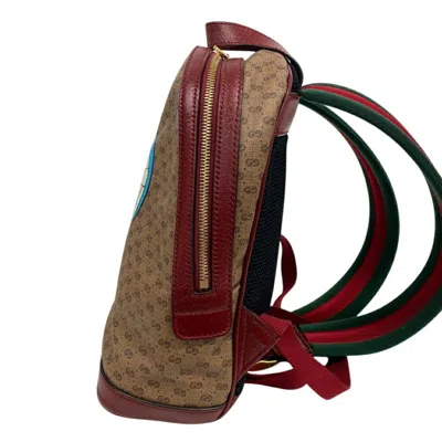 Pre-owned Gucci Beige Red Color Gg Supreme Backpack ()