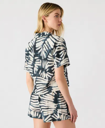 Steve Madden Womens Sandra Printed Button Front Shirt Marguerite High Rise Shorts In Blue