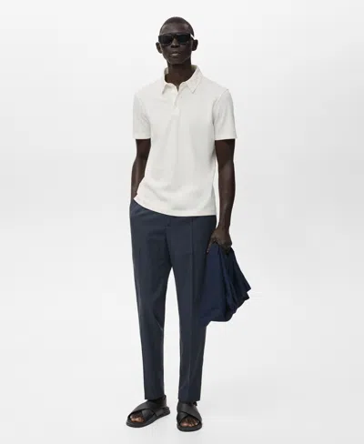 Mango Men's Cotton Tapered Crop Pants In Blue