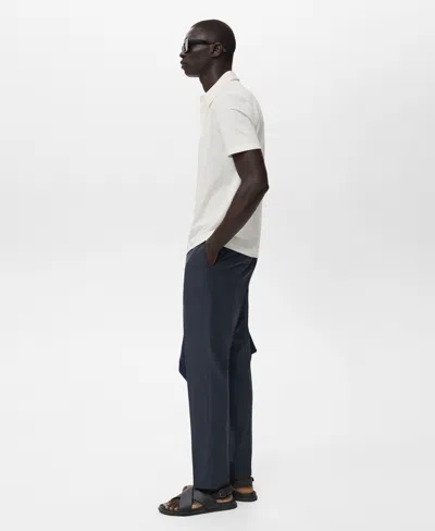 Mango Men's Cotton Tapered Crop Pants In Blue