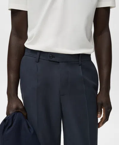 Mango Men's Cotton Tapered Crop Pants In Blue