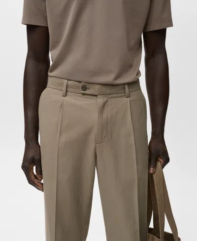 Mango Men's Cotton Tapered Crop Pants In Neutral