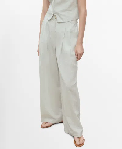 Mango Women's Straight-fit Linen-blend Suit Pants In White