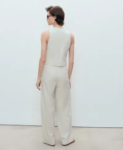 Mango Women's Straight-fit Linen-blend Suit Pants In White