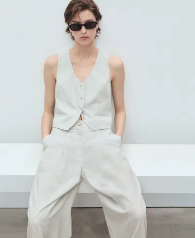 Mango Women's Straight-fit Linen-blend Suit Pants In White