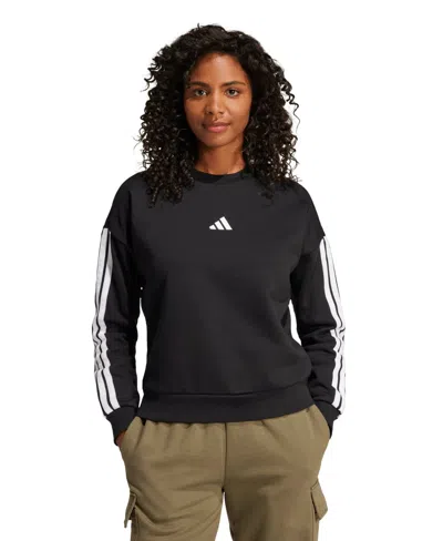 Adidas Originals Women's Essentials 3-stripes Fleece Sweatshirt In Black