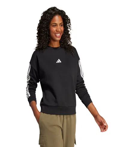 Adidas Originals Women's Essentials 3-stripes Fleece Sweatshirt In Black