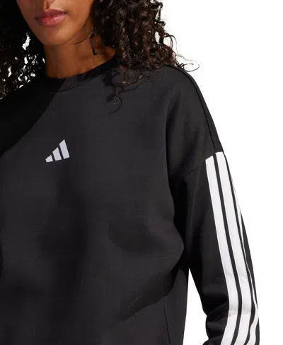 Adidas Originals Women's Essentials 3-stripes Fleece Sweatshirt In Black