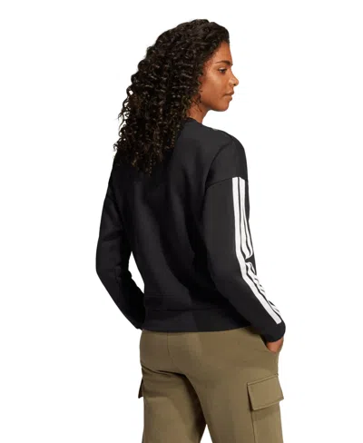 Adidas Originals Women's Essentials 3-stripes Fleece Sweatshirt In Black
