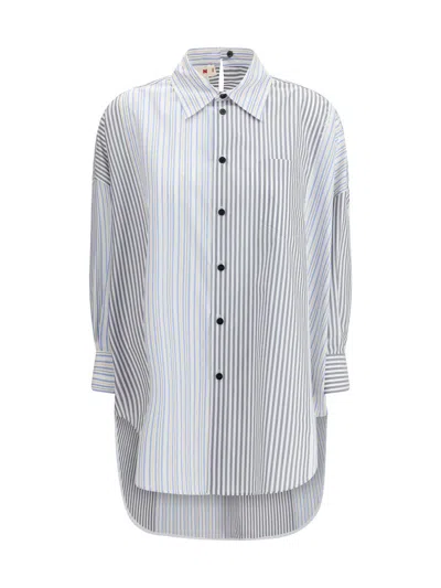 Marni Womens Stn63 Oversized Striped Cotton Shirt In Neutral
