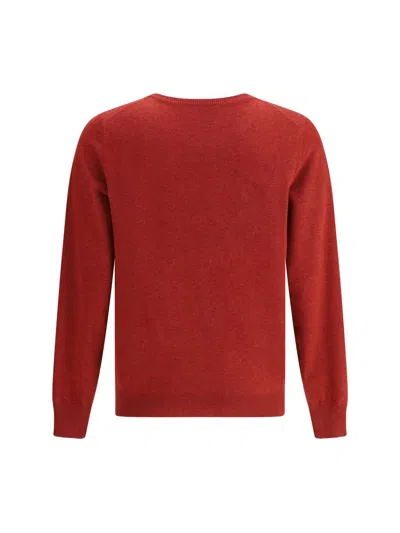 Brunello Cucinelli Cashmere And Silk Crew-neck Sweater In Red
