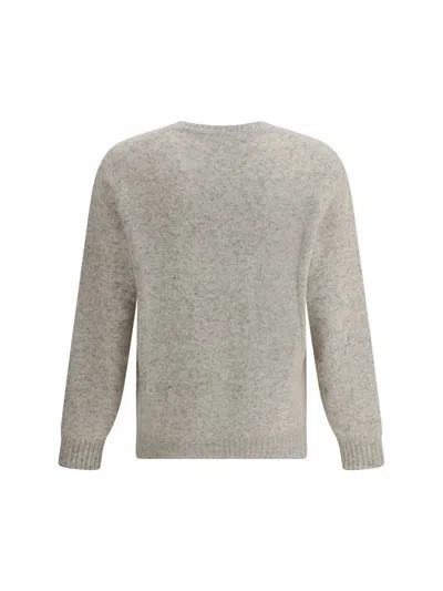Brunello Cucinelli Grey Melange Cashmere Sweater In Gray