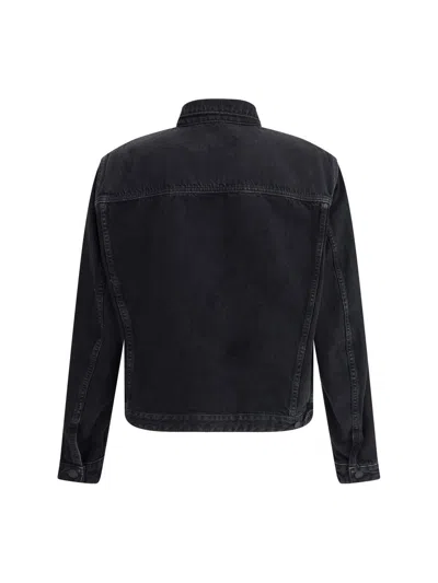 Dsquared2 Black Jacket With Classic Collar And Embossed Logo On The Front In Denim Man In Black