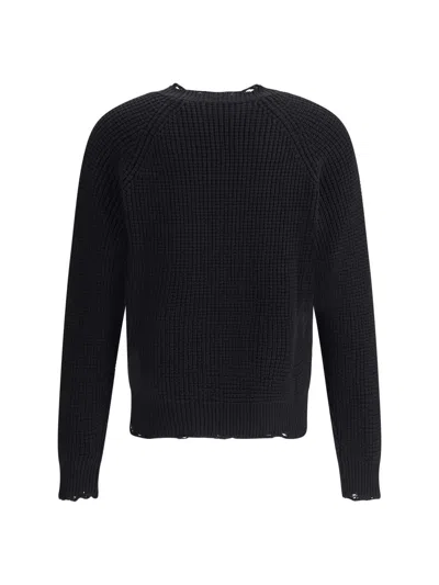 Dsquared2 Textured Knit Sweater With Raw Hem And Distressed Detailing In Black