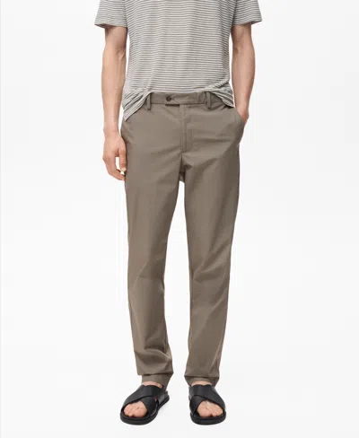 Mango Men's Cotton Tapered Crop Pants In Gray