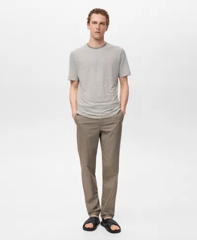 Mango Men's Cotton Tapered Crop Pants In Gray
