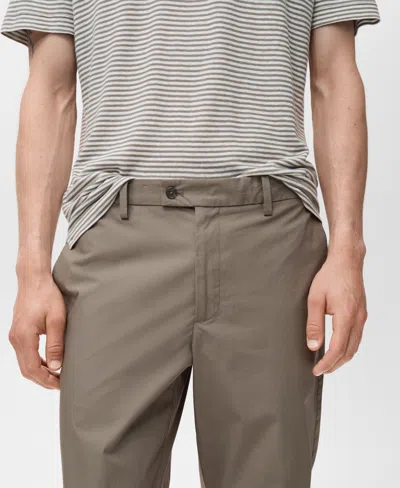 Mango Men's Cotton Tapered Crop Pants In Gray