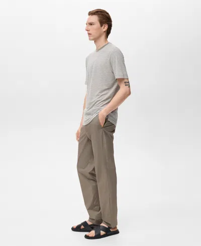 Mango Men's Cotton Tapered Crop Pants In Gray