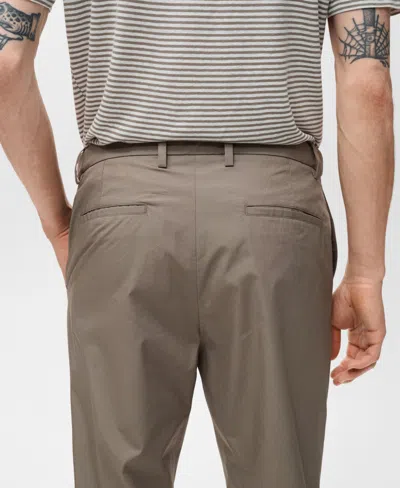 Mango Men's Cotton Tapered Crop Pants In Gray