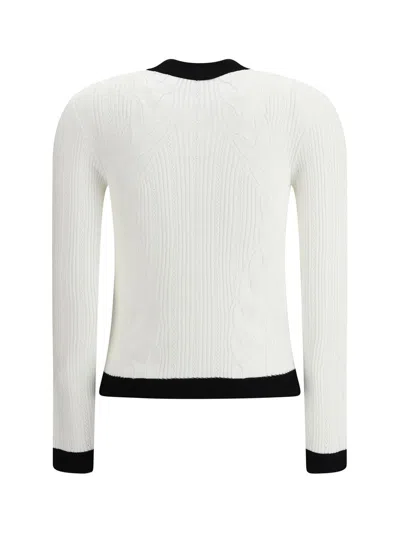 Balmain Women Ls Buttoned Torsade Knit Cardigan In White