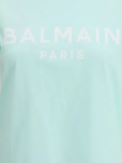Balmain Logoed Crew Neck T-shirt With Embossed Buttons In Green