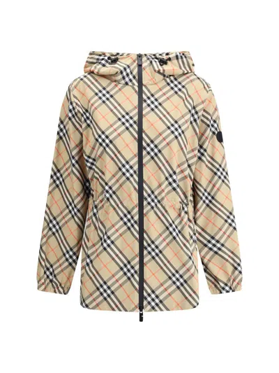 Burberry Archivio Check Hooded Jacket In Neutral