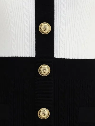 Balmain Colorblock Twisted Cable Knit Sweater Dress