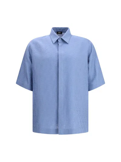 Fendi Linen Shirt In Blue