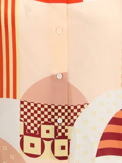 Fendi Patchwork Printed Long-sleeved Shirt In Multi