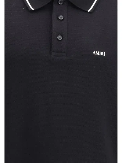 Amiri Black Polo Shirt With Classic Collar And Logo Lettering Embroidery On The Front In Cotton Man