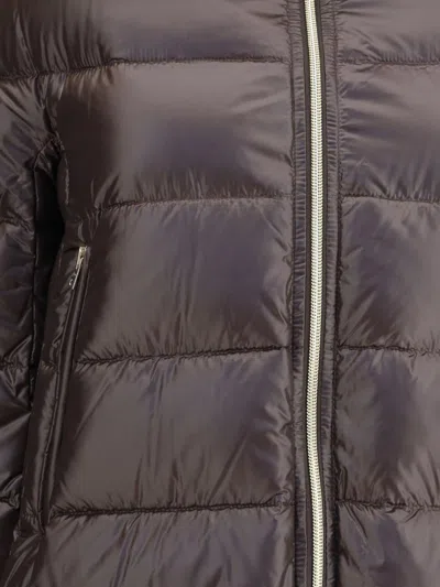 Herno Quilted Padded Midi Jacket With High Collar In Brown