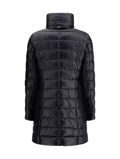 Herno Maria Long Down Jacket In Black Nylon In Black