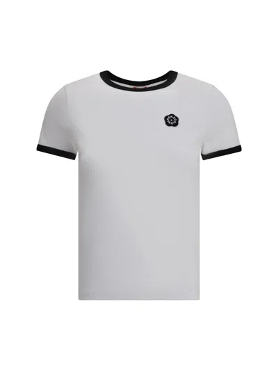 Kenzo White Crewneck T-shirt With Logo Patch On The Front And Contrasting Details In White