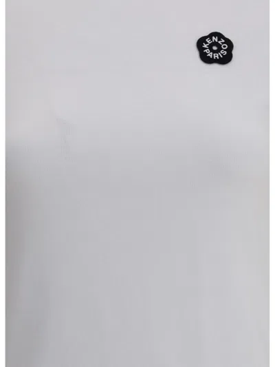 Kenzo White Crewneck T-shirt With Logo Patch On The Front And Contrasting Details In White