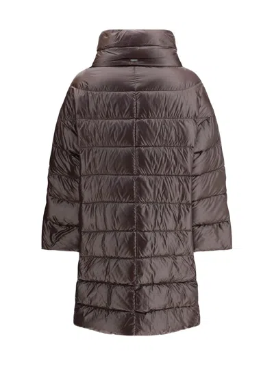 Herno Long Quilted Padded Jacket In Brown